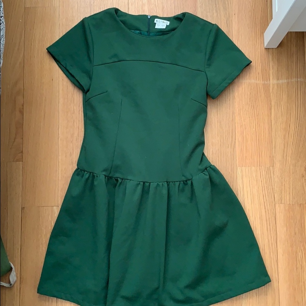 Green drop waist work dress size small
